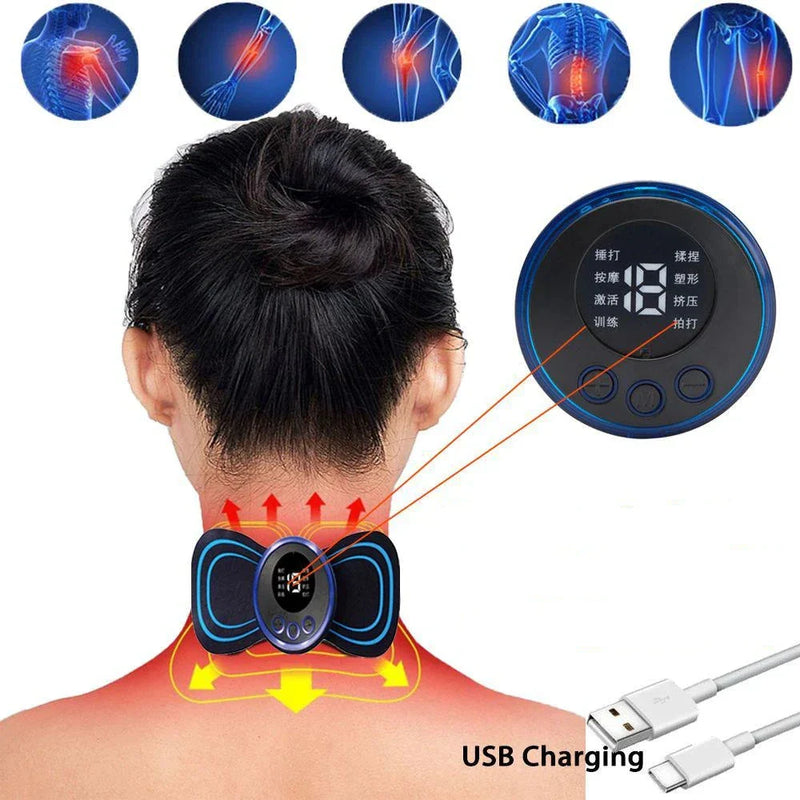 Mini Massageador EMS para Dores Musculares e Cervicais